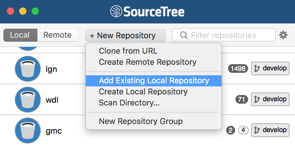 Thêm 1 project trong SourceTree