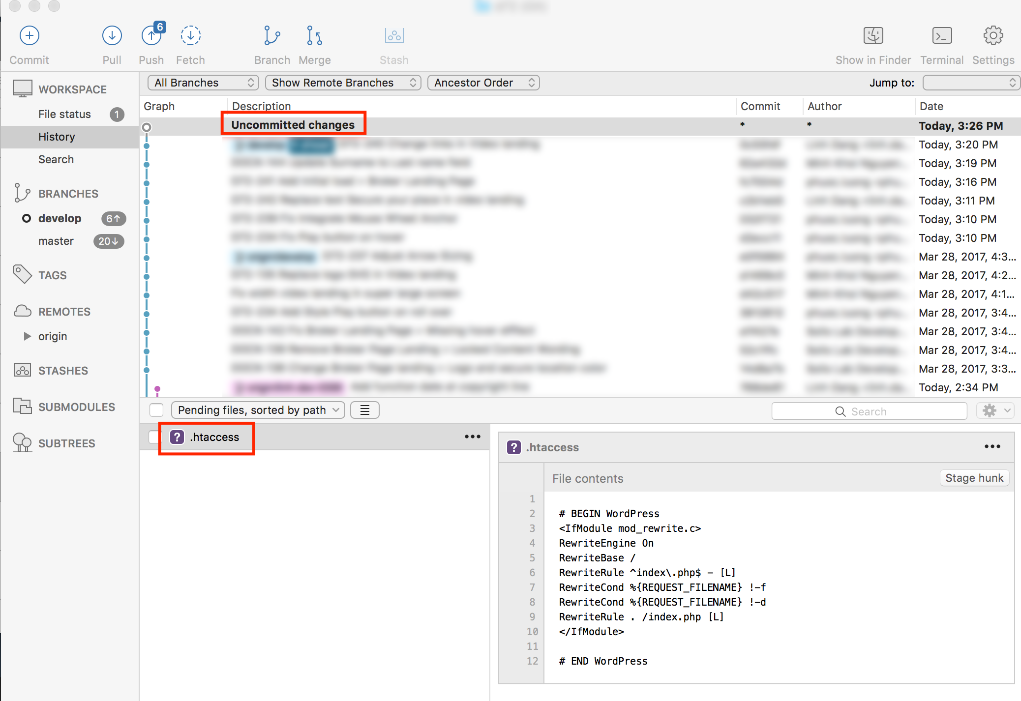 Xem file chưa commit trên SourceTree