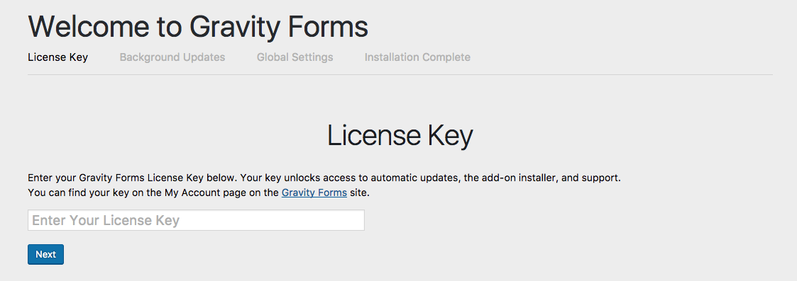 Kích hoạt key license của Gravity Forms