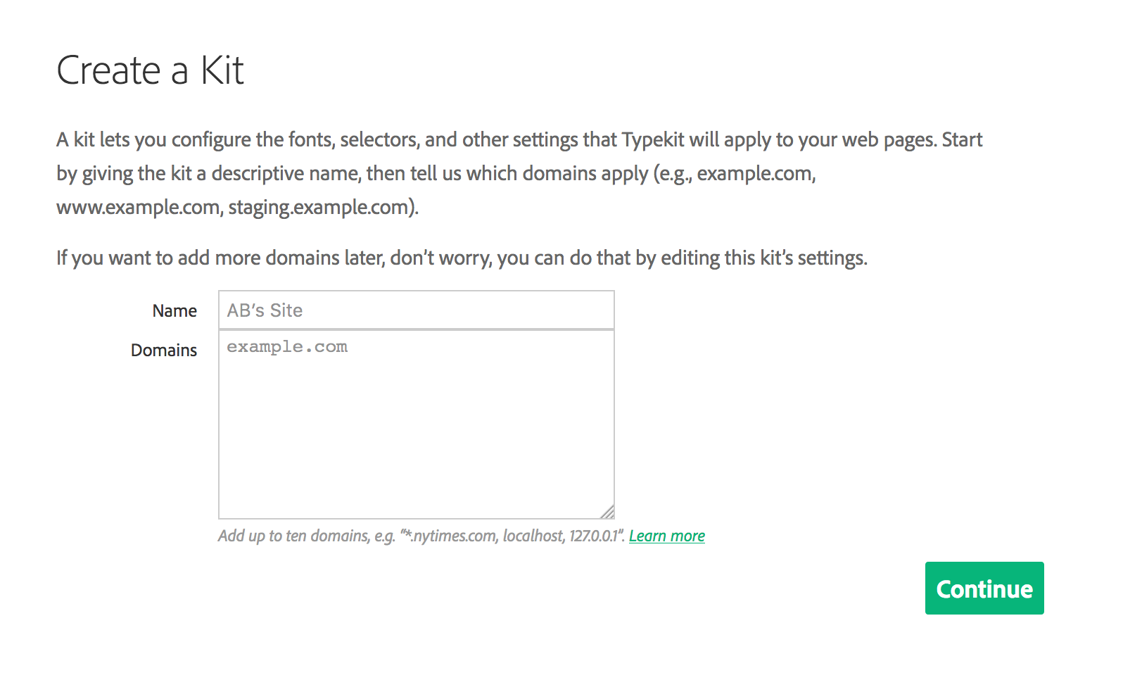 Bước đầu trong tạo 1 Typekit mới