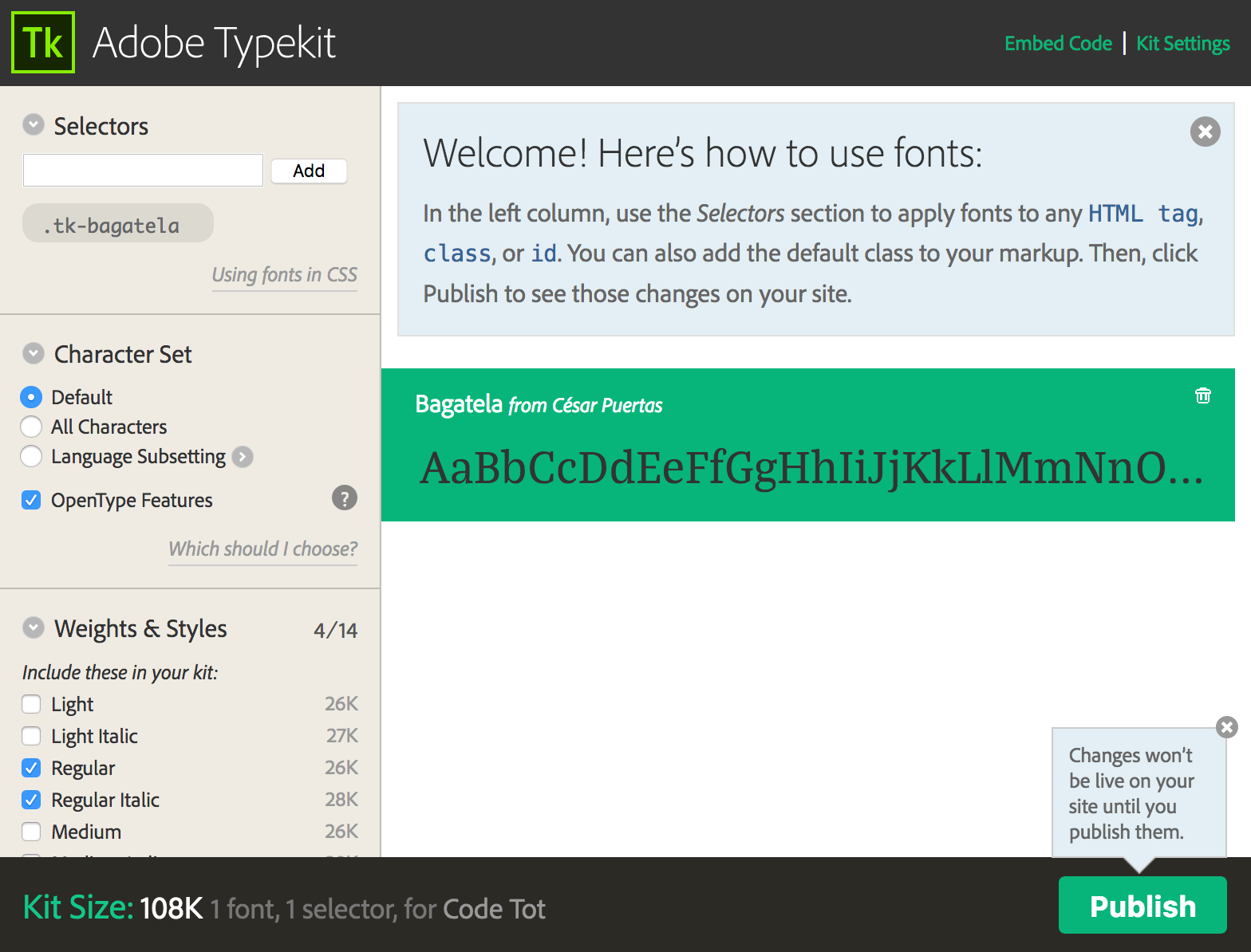 Cài đặt Typekit