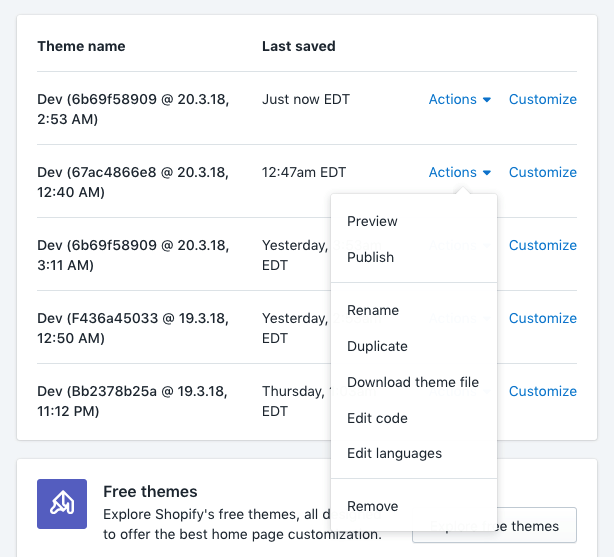 Preview theme trong Shopify