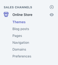 Menu "Themes" trong Shopify