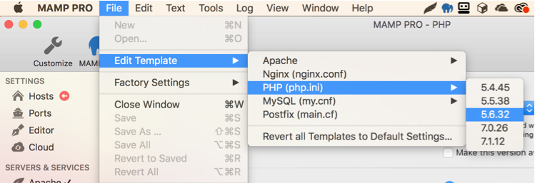 Sửa file PHP.INI trong MAMP Pro