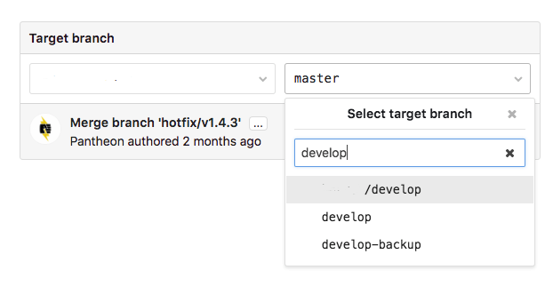 Chọn branch gốc trong GitLab Merge Request