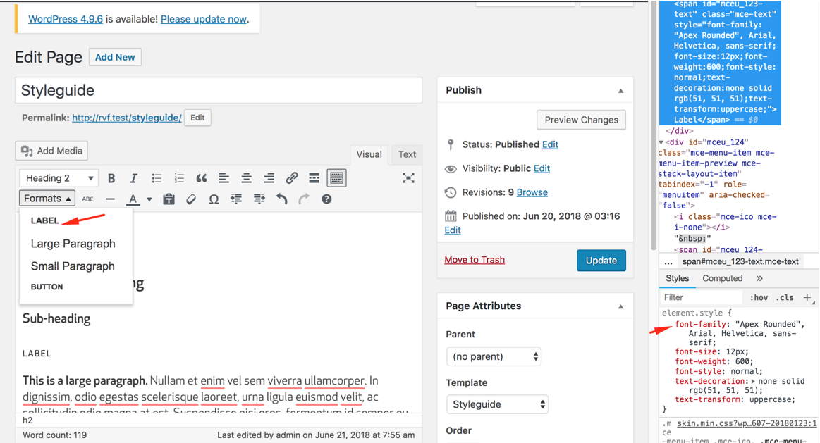 Debug không thấy font-face hoạt động trong backend TinyMCE WordPress