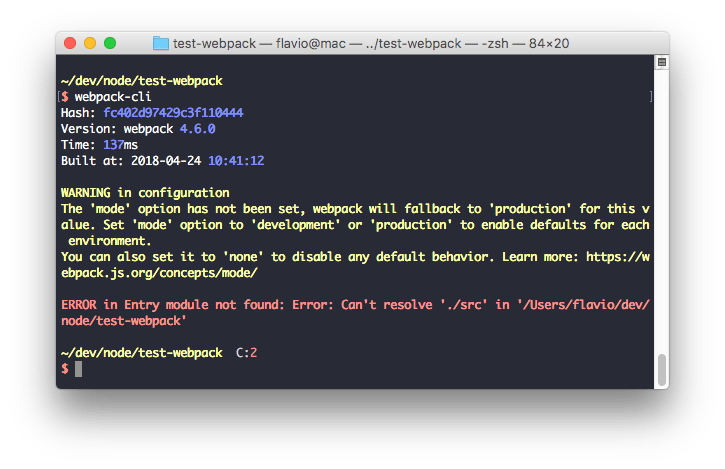 Giao diện webpack cli