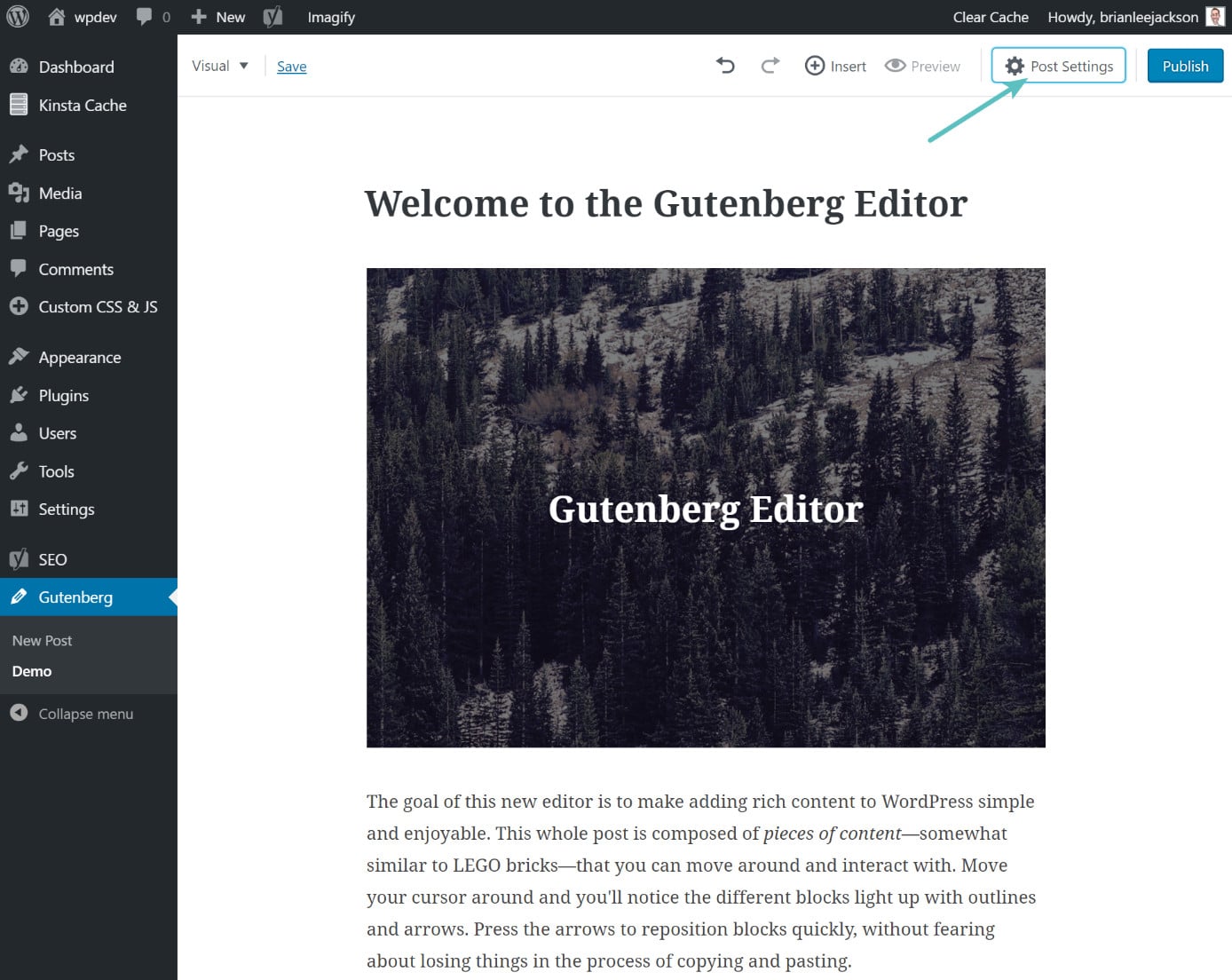 Ẩn Post Settings trong Gutenberg