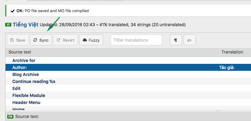Sync trong Loco Translate