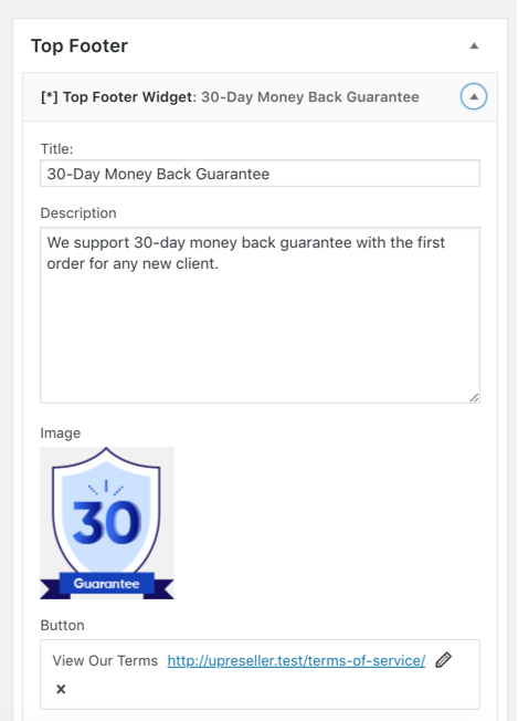 Mục nhập field của widget