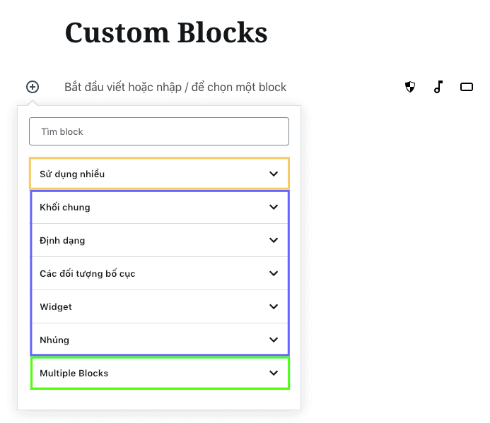 Thêm danh mục mới trong Gutenberg Block
